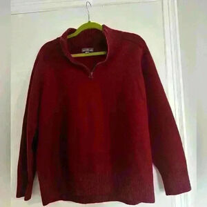 VTG LLBean Signature 100% Merino Wool 1/4 Zip Pullover. Size XXL. Maroon.